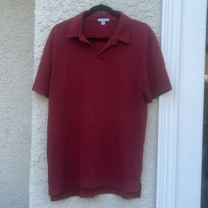 James Perse Mens Supima Cotton Red Short Sleeve Polo shirt Size 3 / L